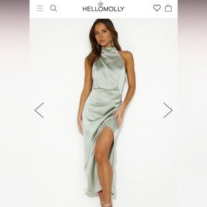 Hello Molly - My Challenge Satin Midi Dress - Sage